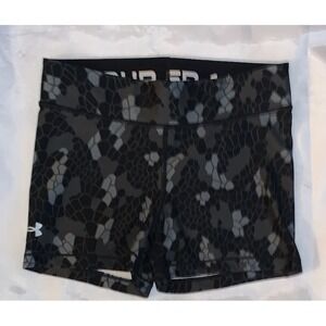 Under Armour HeatGear Midrise Shorty Shorts Grey Geometric‎ Print Medium 2019